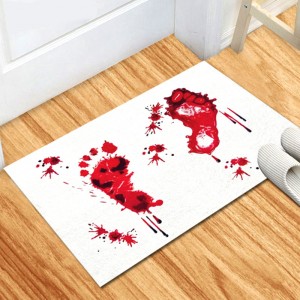 Factory direct cross-border Halloween bloody footprint crystal velvet floor mat, stain-resistant, wear-resistant doormat for bathroom. Slip mats
