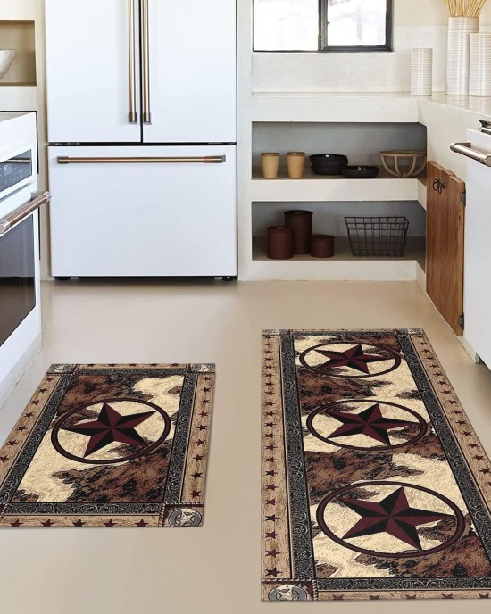 Temu cross-border retro American kitchen mats, labelable, non-slip, absorbent, and stain-resistant striped floor mats for home use.
