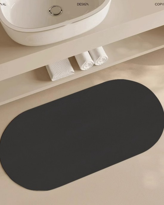 Cross-border modern minimalist solid color diatom mud carpet, absorbent and stain-resistant, household bathroom U-shaped toilet mat.