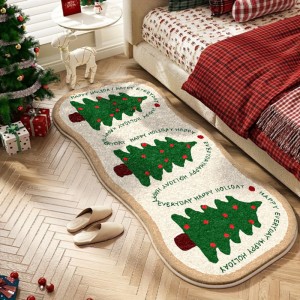 Cartoon Christmas series imitation cashmere bedroom decorative bedside blanket, home room cooling thickened carpet available for dispatch