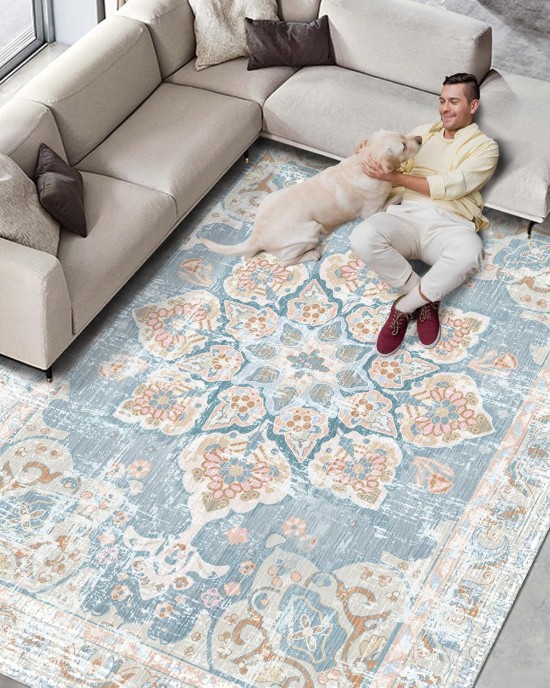 Cross-border Bohemian living room rug, retro Persian ethnic carpet mat, bedroom sofa coffee table rug