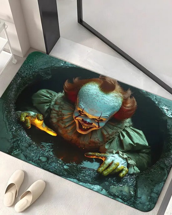 Cross-border Amazon TEMU Halloween clown series floor mat, wear-resistant, stain-resistant, and easy-care doormat for the entryway.
