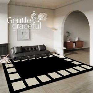 French carpets, living room coffee table and bedroom bedside black and white sofa rugs, premium luxury, stain-resistant, fragrant floor mats, in stock