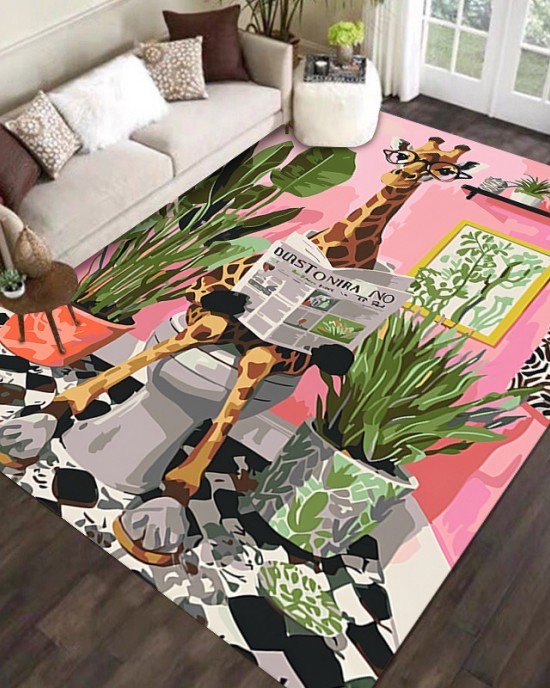 Cross-border TEMU cross-border abstract oil painting carpet for living room, large, full-coverage, non-slip and stain-resistant sofa blanket