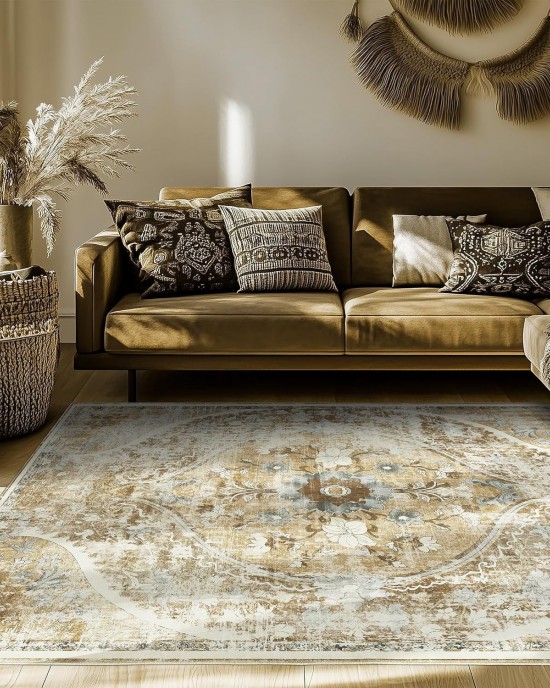 Cross-border Nordic Bohemian decorative large area rug, non-slip, stain-resistant, and wear-resistant wall-to-wall carpet for the living room