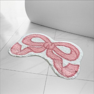 Amazon shaped bow faux cashmere floor mat, absorbent bathroom doormat, easy-care entrance doormat in stock.