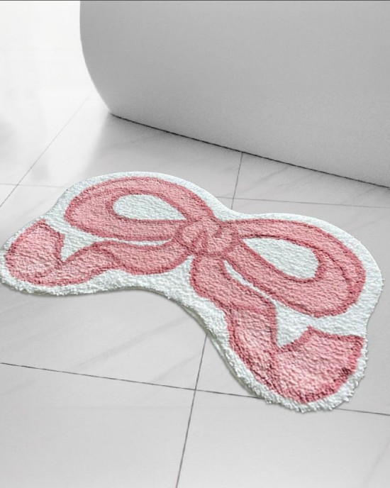 Amazon shaped bow faux cashmere floor mat, absorbent bathroom doormat, easy-care entrance doormat in stock.