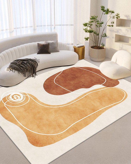 Modern minimalist geometric living room carpet, factory direct wholesale, printed washable floor mat for home use.