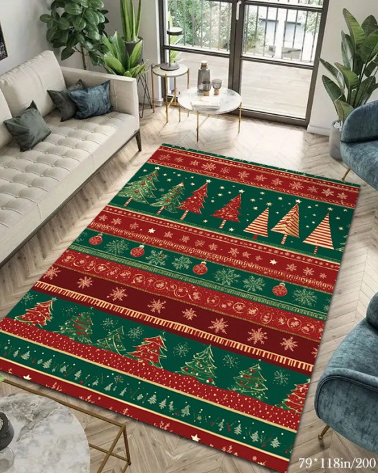 New Christmas printed living room carpet, European and American hotel/B&B terrace outdoor mat, home bedroom bedside rug
