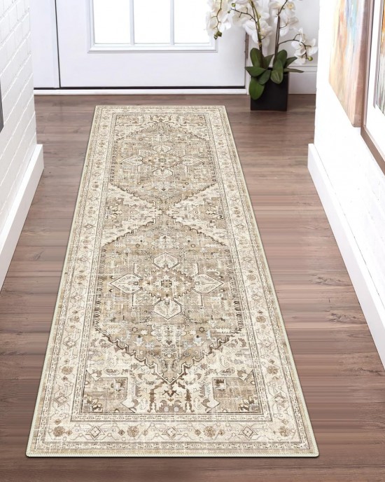 Cross-border TEMU Amazon vintage American hallway carpet, non-slip and stain-resistant, easy-care floor mat for living room and balcony
