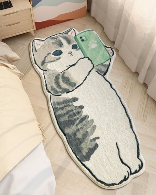 Cartoon cat-shaped rugs, comfortable, thickened bedside rugs for living rooms and coffee tables, easy-care rugs