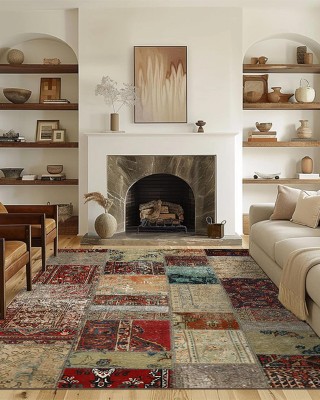 American retro Moroccan carpets, ethnic-style living room sofa coffee table rugs, and bedroom coffee table rugs Wall-to-wall homestay decorative carpet