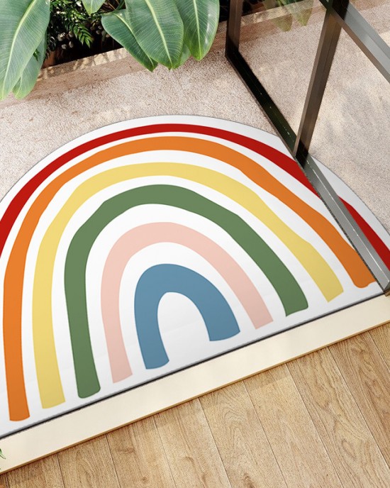 Cartoon rainbow semi-circular floor mats for home entrance doormats, stain-resistant, non-slip bathroom doormats Cartoon rainbow semi-circular floor mats for home entrance doormats, stain-resistant, non-slip bathroom doormats