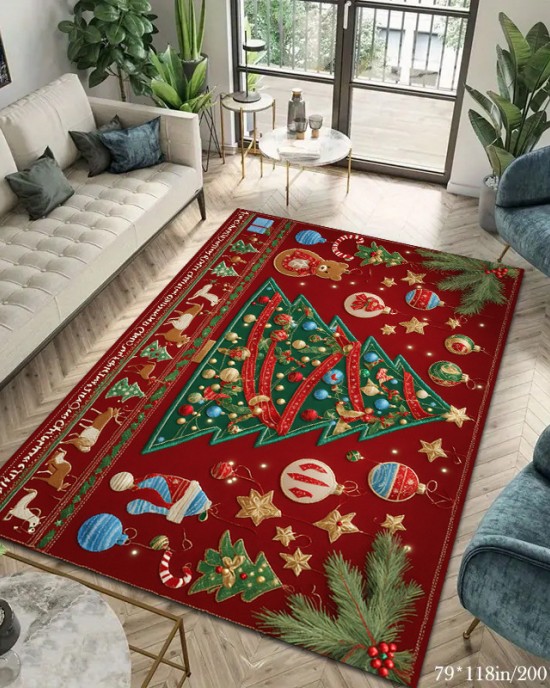 New Christmas printed living room carpet, European and American hotel/B&B terrace outdoor mat, home bedroom bedside rug
