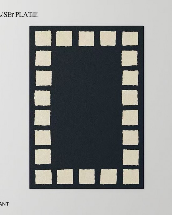 French carpets, living room coffee table and bedroom bedside black and white sofa rugs, premium luxury, stain-resistant, fragrant floor mats, in stock