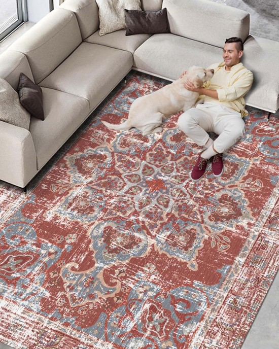 Cross-border Bohemian living room rug, retro Persian ethnic carpet mat, bedroom sofa coffee table rug