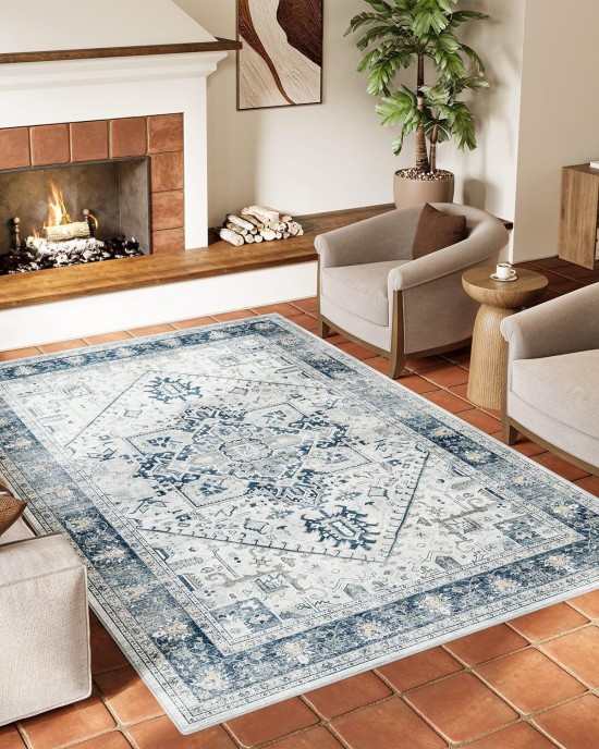 Cross-border vintage distressed Persian-style carpets, non-slip cooling mats for the bedroom balcony, stain-resistant and wear-resistant decorative mats for the living room.