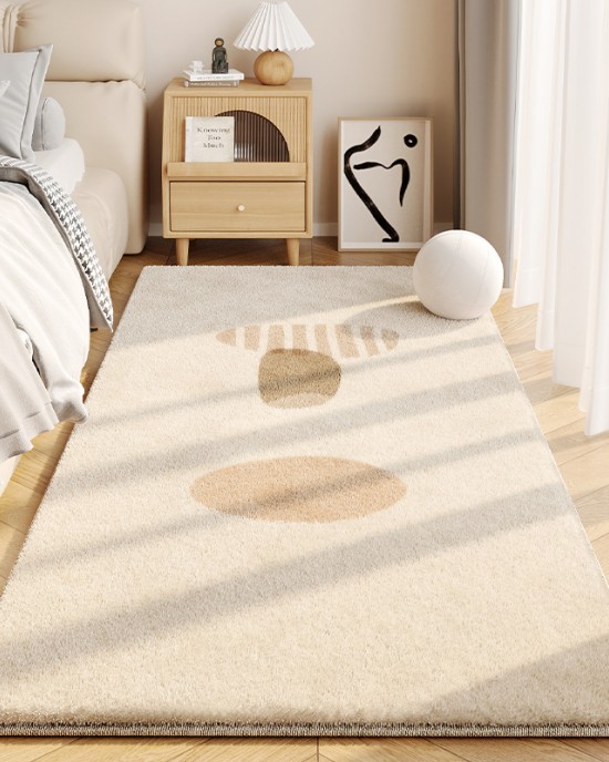 Simple striped imitation cashmere bedroom decorative non-slip rugs, thickened carpets for windowsills and bay windows In stock, available for shipping.