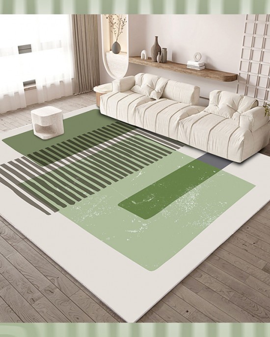 In stock Green forest-style minimalist living room carpet, ins-style sofa and coffee table mat, simple, high-end wall-to-wall carpet for home use.