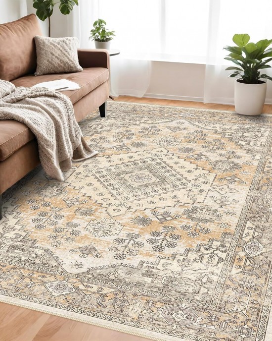 Cross-border TEMU Bohemian style carpet for home living room decoration, dirt-resistant, non-slip, and easy-care Coffee table rugs available for shipping.
